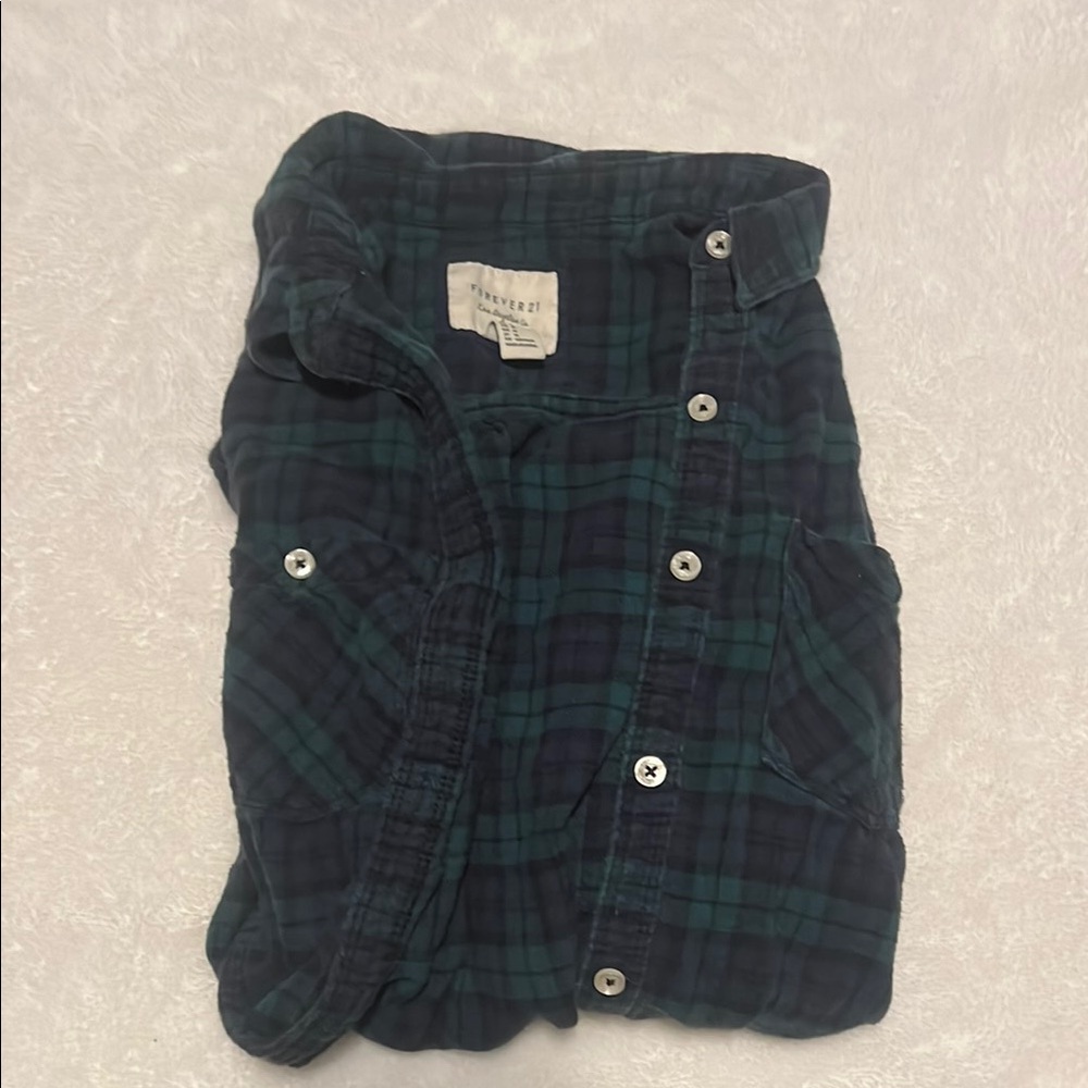 Forever21 Plaid Shirt - Green and Blue